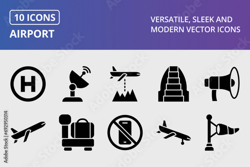 Airport Glyph Icons Set