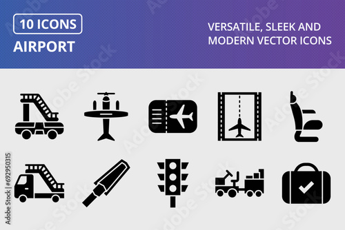 Airport Glyph Icons Set