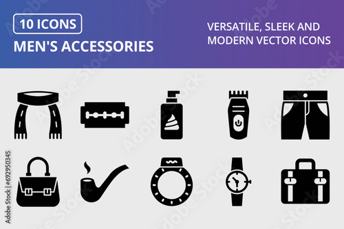 Men's Accessories Glyph Icons Set