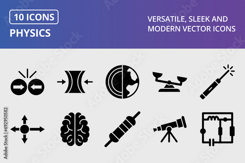 Physics Glyph Icons Set