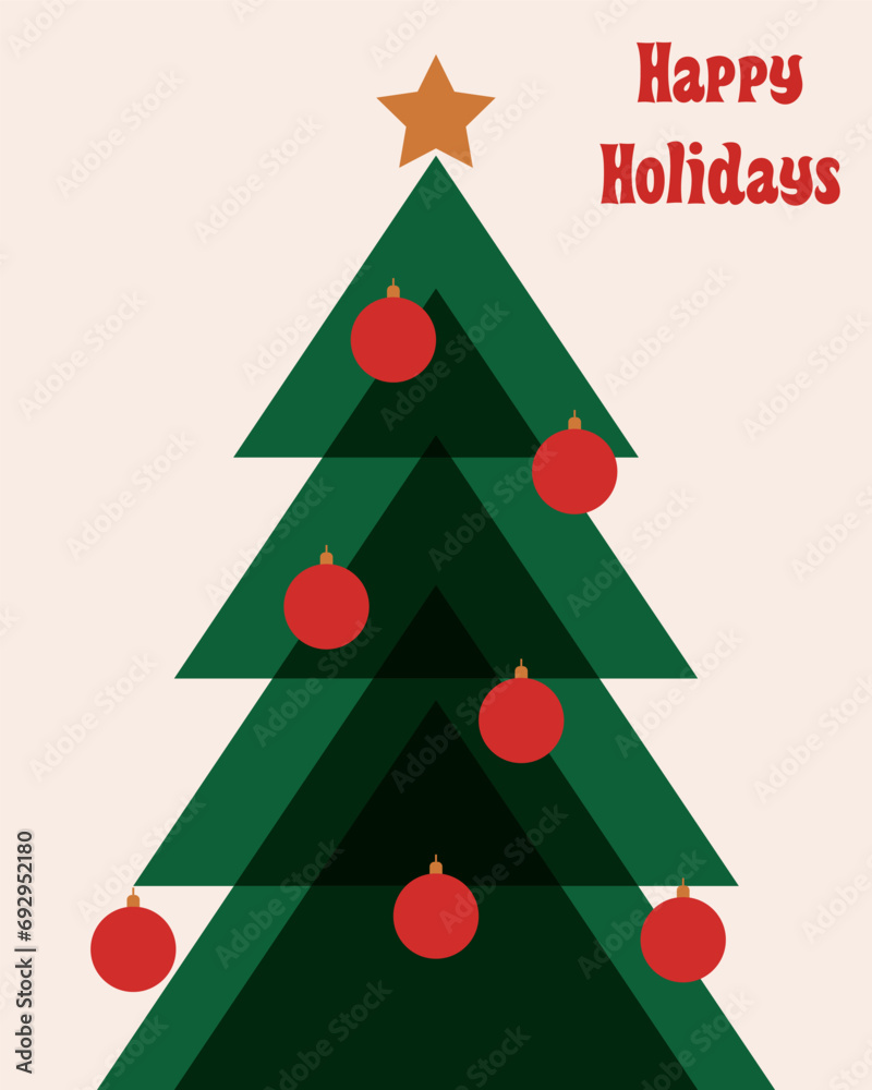 Geometric xmas tree retro style ilustration Geometric xmas tree retro style ilustration
