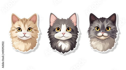 Cat portrait stickers with a selection of adorable cat breeds on a clean background. © B & G Media