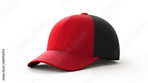 Red black cap in front view, mockup, white background