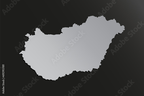 Vector map Hungary silver material  Europe country