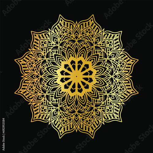 luxury mandala design background in gold color