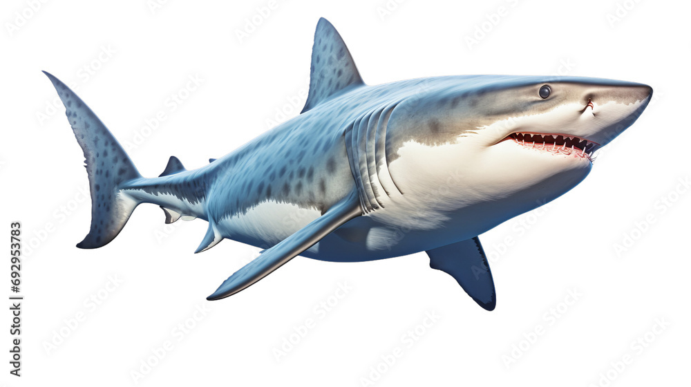 Fototapeta premium side angle view shark isolated transparent background png