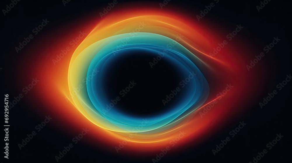 A black hole with a bright blue center depicts a mesmerizing celestial phenomenon. Perfect for science fiction, astronomy, or futuristic themed designs.for educational materials or digital artwork