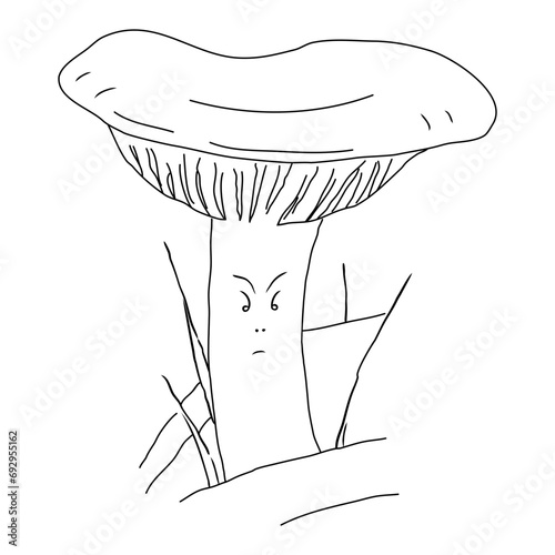 Illustrated angry mushroom