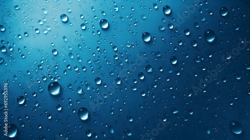 drops of water on blue background