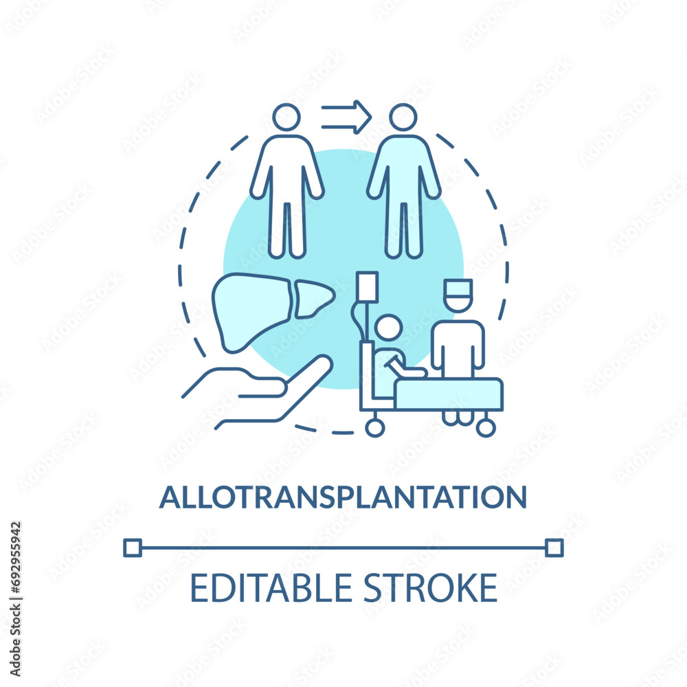 2D editable blue allotransplantation icon, monochromatic isolated vector, thin line illustration representing cell therapy. 2D editable blue allotransplantation icon, monochromatic isolated vector, thin line illustration representing cell therapy.
