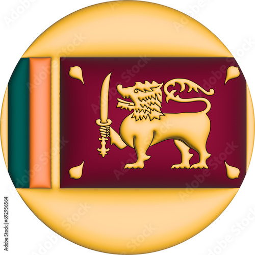 3D Flag of Sri Lanka on circle