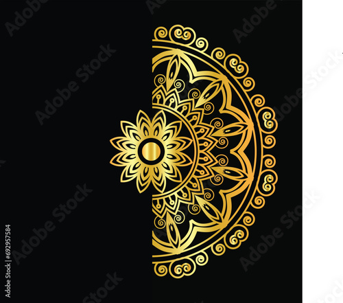 luxury mandala design background in gold color