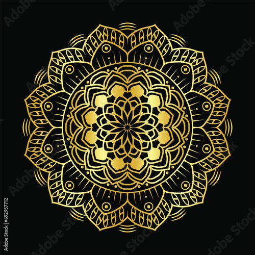 luxury mandala design background in gold color
