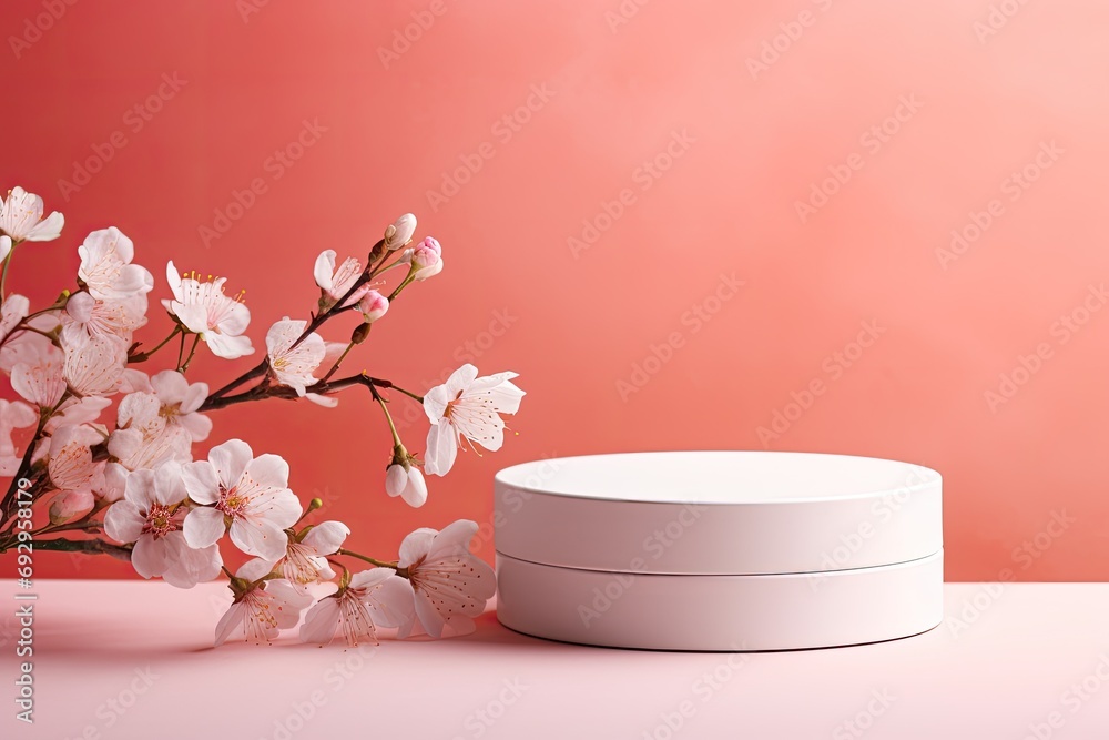 A minimalist space with an abstract podium, geometric shapes and soft pastel accents. A minimalist space with an abstract podium, geometric shapes and soft pastel accents.