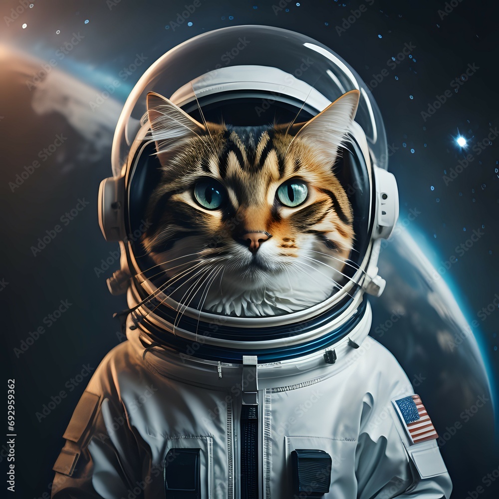 Astronaut cat in space