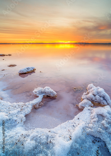 salt formation in pink lake torrevieja