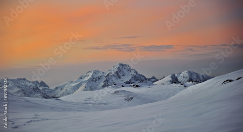 Snowcapped mountain in a winter landscape  © stein