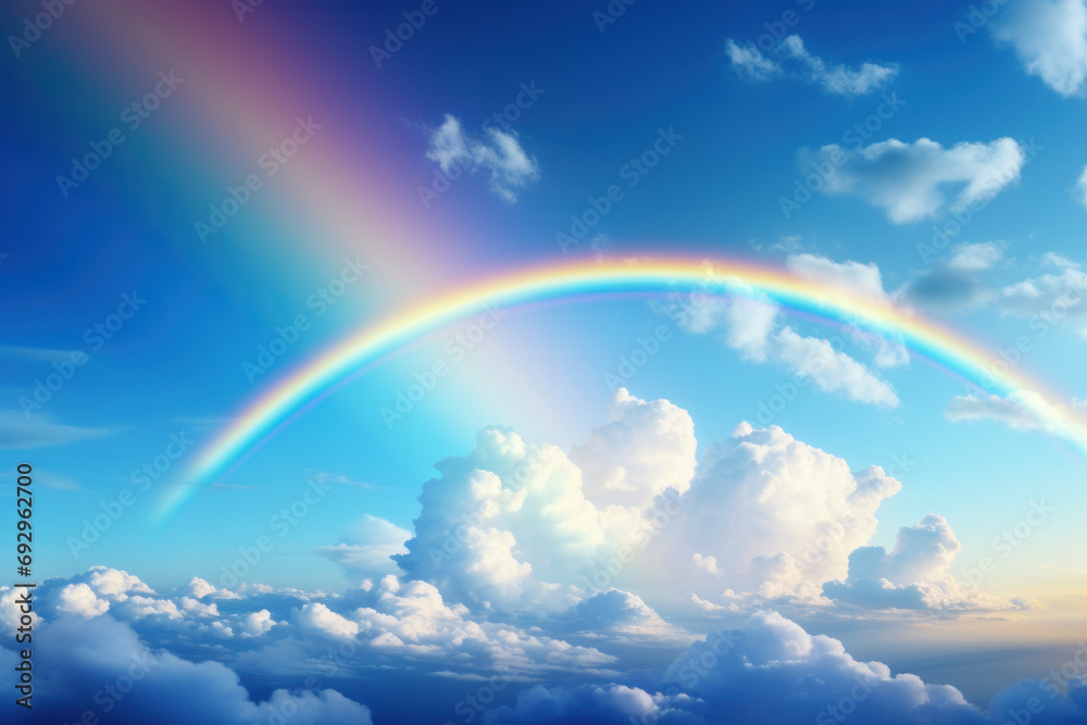 A rainbow stretching across the sky after a passing storm, symbolizing hope and renewal. Concept of post-storm optimism. Generative Ai. A rainbow stretching across the sky after a passing storm, symbolizing hope and renewal. Concept of post-storm optimism. Generative Ai.