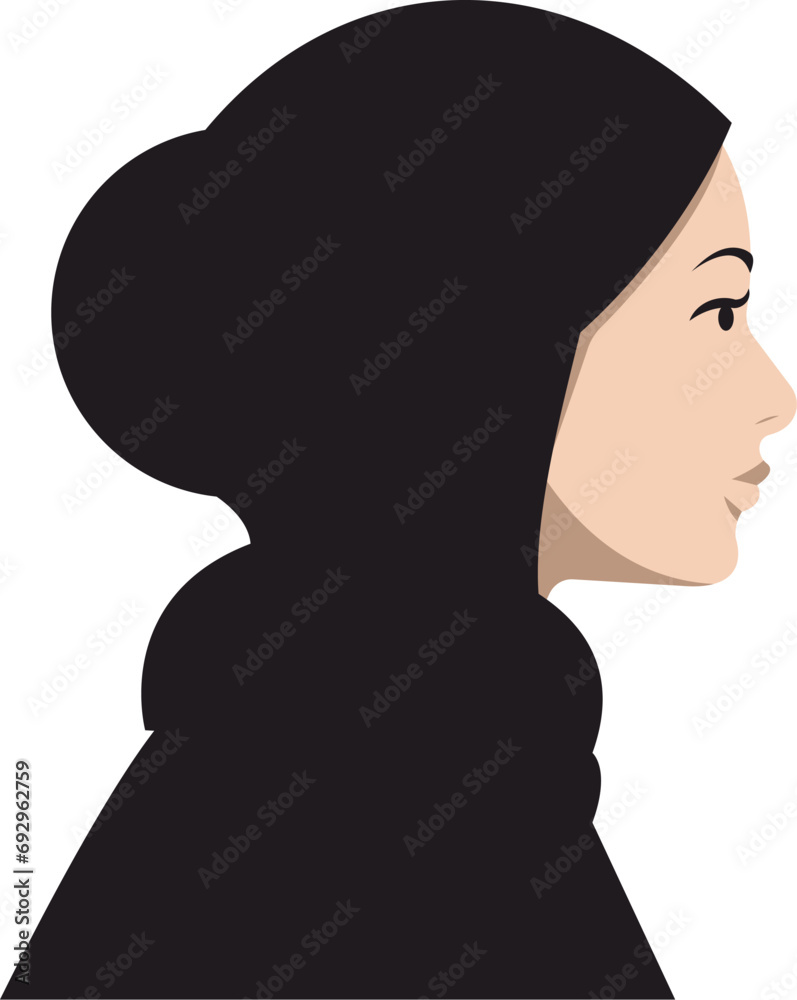 Portrait of a young Arab woman in traditional attire, head and shoulders profile view. Ethnic diversity concept. Portrait of a young Arab woman in traditional attire, head and shoulders profile view. Ethnic diversity concept.