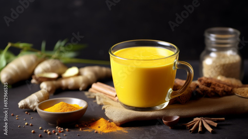 Wallpaper Mural Turmeric latte with milk and cinnamon. Elixir of health Torontodigital.ca