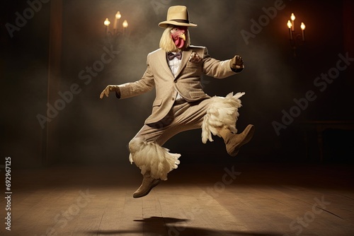Leinwand Poster chicken dancing tip tap illustration