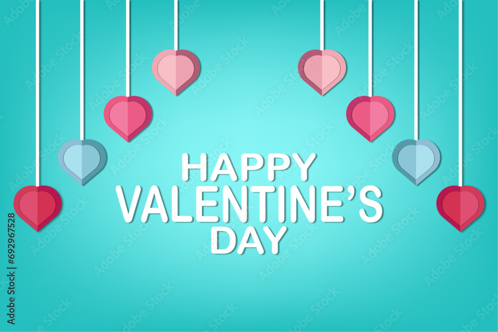 Valentine's day background with hearts and text. Promotion and shopping template or background for Love and Valentine's day concept. Vector illustration.