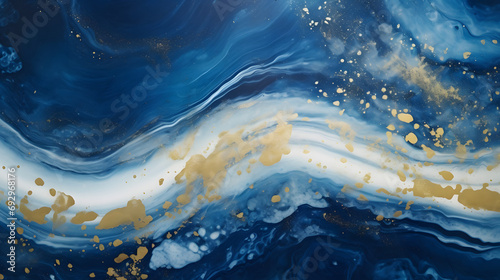 The Starry Night. Swirls of marble and the ripples of agate. Natural pattern. Abstract fantasia with golden powder. Extra special and luxurious background. generative AI.