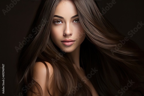 studio taken Picture face Beauty makeup classic hair smooth perfectly move girl brunette Beautiful haircut hairdresser background colours cosmetic elegance extension eyelash eye fashion glamour photo