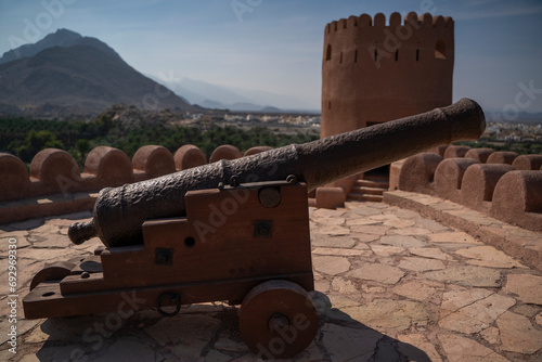 Cannon in Nakhal Fort, in Oman photo