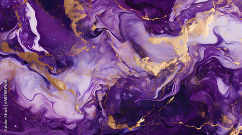 Very beautiful purple marble pattern. Abstract art wallpaper. Art and Gold background. generative AI. photo