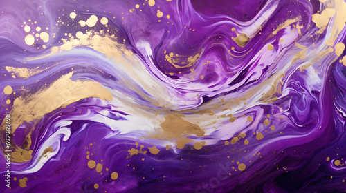 Very beautiful purple swirl pattern. Luxury art in Eastern style. Artistic design. Painter uses vibrant paints to create these magic art, with addition golden glitters. Masterpiece of . generative AI.