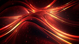 Luminous neon light design with a cascade of red and gold swirls on a hypnotic 3D texture