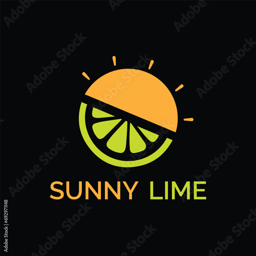 Sunny Lime Food logo, resturant, cafe, drink,lemon, sun, vector logo design template