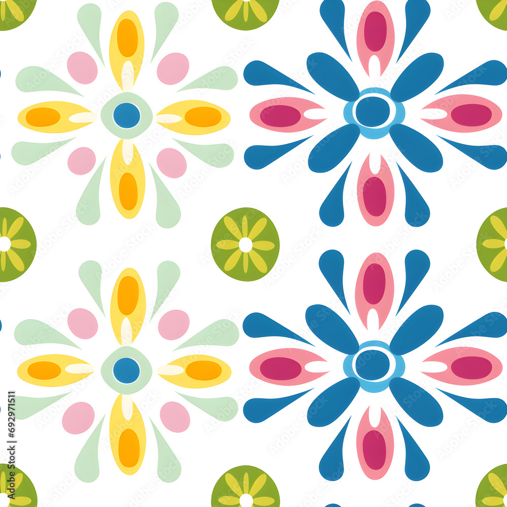 Fototapeta premium Retro flower abstract seamless pattern background, AI generated