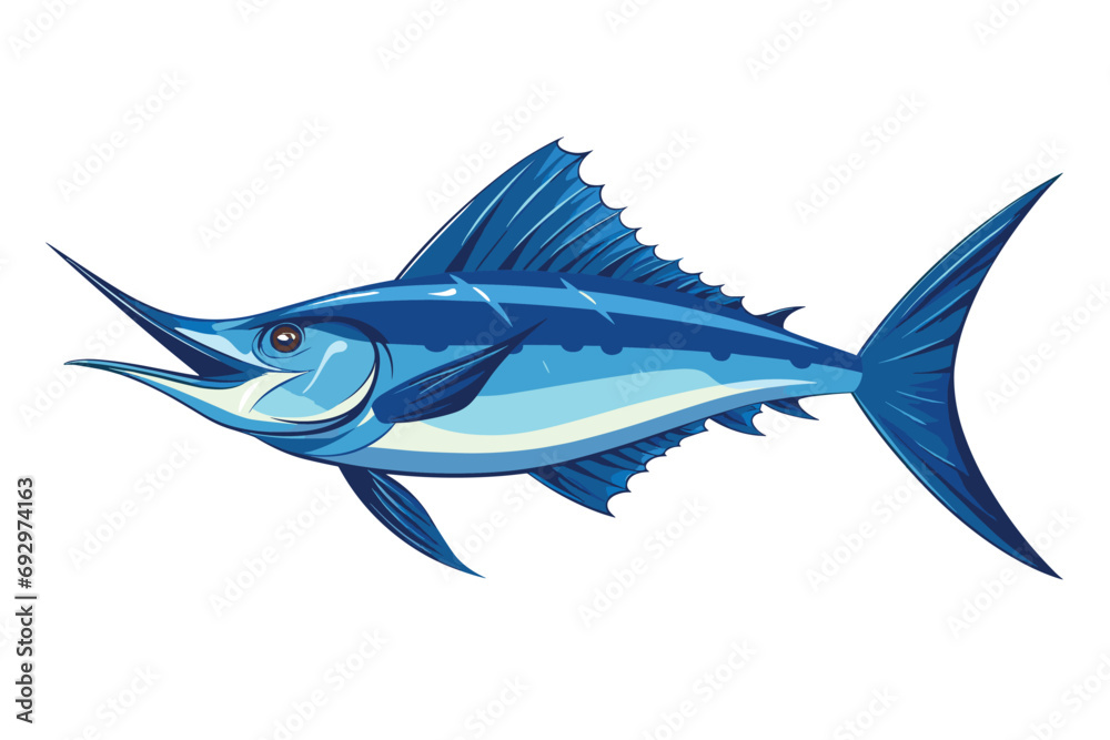 Blue marlin fish. Vector illustration. Isolated on background.