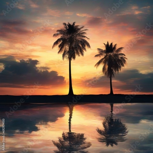 beautiful palm tree sunset