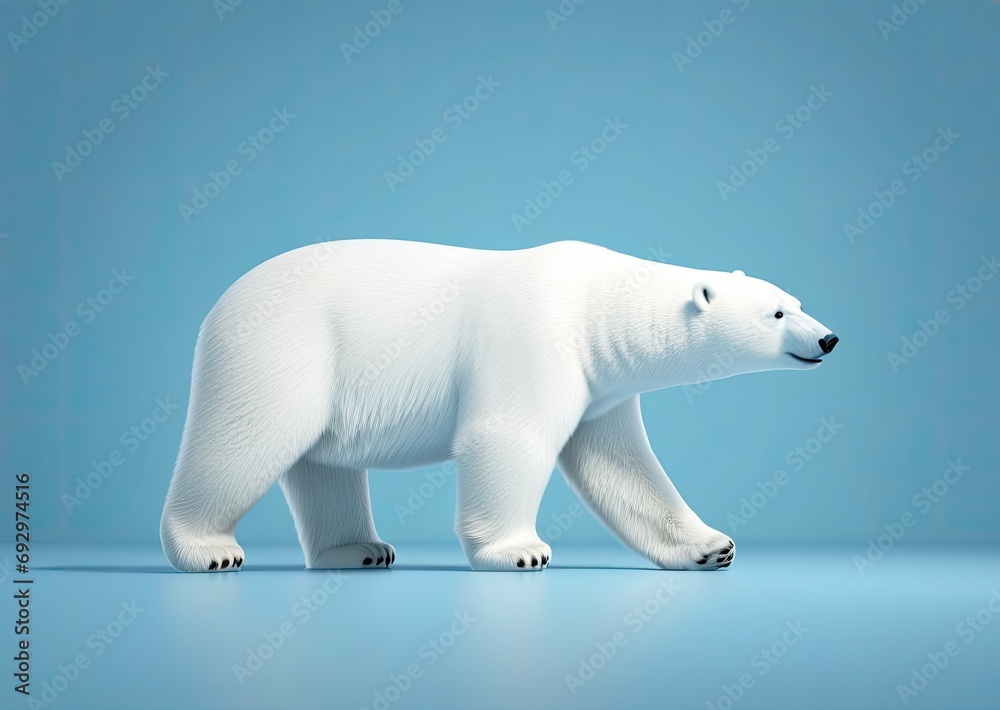 cute smiling polar bear walking on the ice