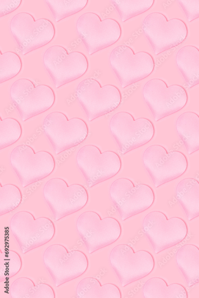 Pattern made of pink hearts. Monochrome creative background.