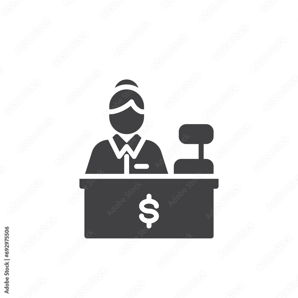 Bank cashier vector icon