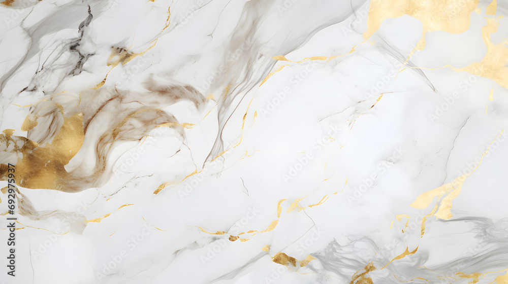 Fototapeta premium White and gold marble texture background design. generative AI.
