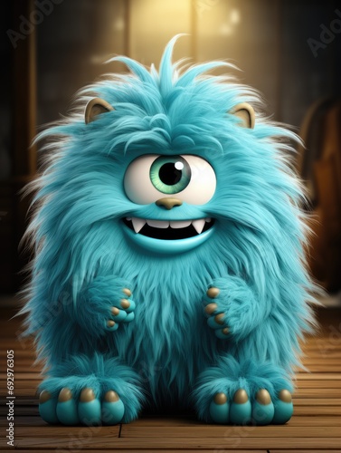 Character design for cartoon, funny monster, furry character for children's audience, cute scary terrible furry character