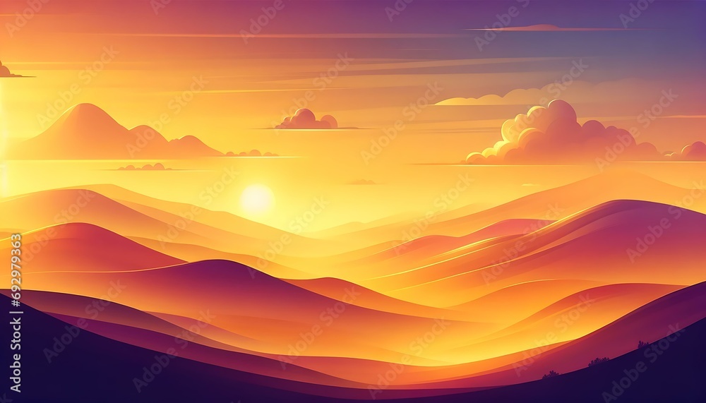 Gradient color background image with a warm summer evening theme, featuring a blend of golden yellows, soft oranges, and dusky purples, capturing the