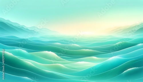 Gradient color background image with a soothing ocean breeze theme, featuring a blend of soft seafoam greens and blues, capturing the gentle and calmi