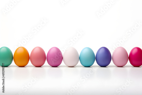 Joyful Easter Eggs on White - Generative AI