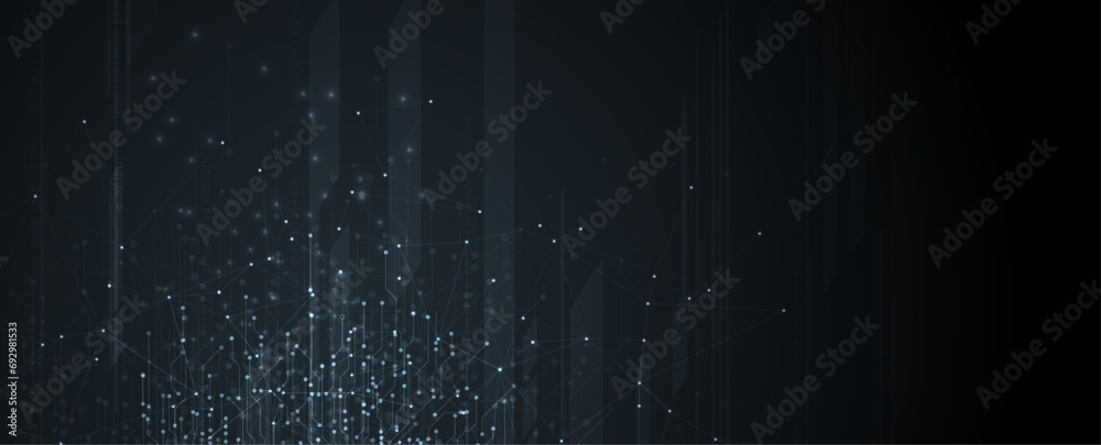 Quantum processing. Deep learning artificial intelligence. Future new technology  for business or science presentation. Vector background - obrazy, fototapety, plakaty 