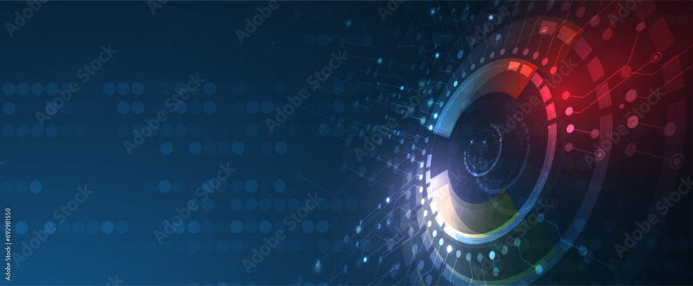 Obraz premium Quantum processing. Deep learning artificial intelligence. Future new technology for business or science presentation. Vector background
