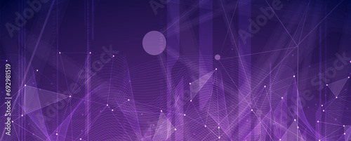 Quantum processing. Deep learning artificial intelligence. Future new technology  for business or science presentation. Vector background