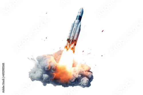 Satellite Launch Isolated on Transparent Background. Ai