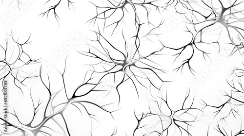 line art vector of neurons connecting and fiing in the brain, black and white photo