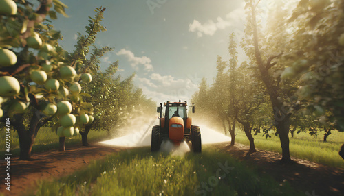 trattore fertilizzante agricoltura frutteti inquinamento  photo